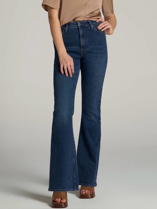 American Tall Denim - American Tall Chloe High Rise Flare Faded Dark Indigo Denim Jeans Women’s 27